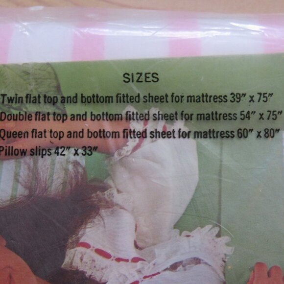 Vintage Wabasso Pink Bed Sheet double made in Canada original packaging - Picture 4 of 5